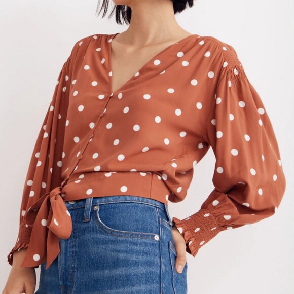 Madewell Polka Dot Tie-Front Top - Picture 3 of 4